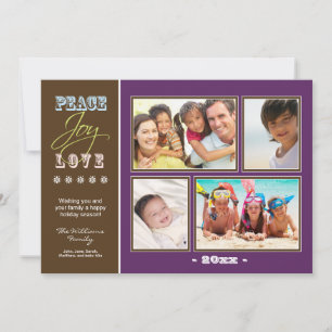 Peace-Joy-Love Family Holiday Photocard (purple) Card