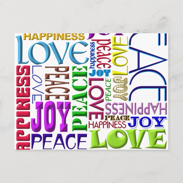 Peace Joy Love Happiness Holiday Postcard (Front)