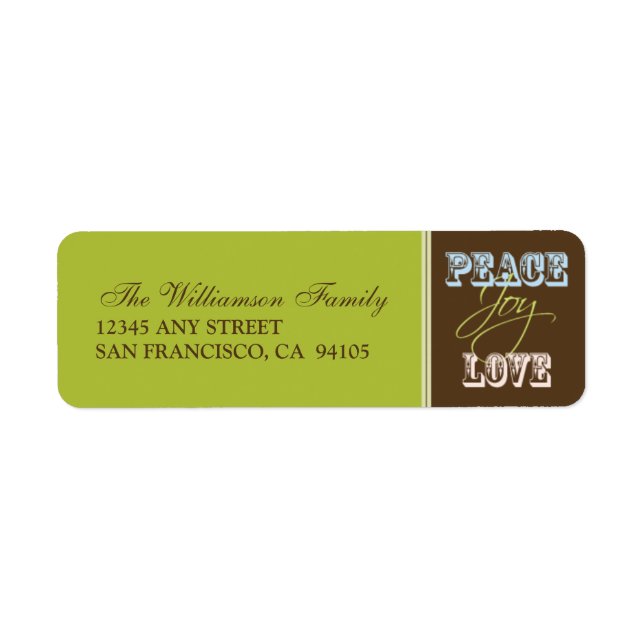 Peace-Joy-Love Holiday Address Labels (lime) (Front)