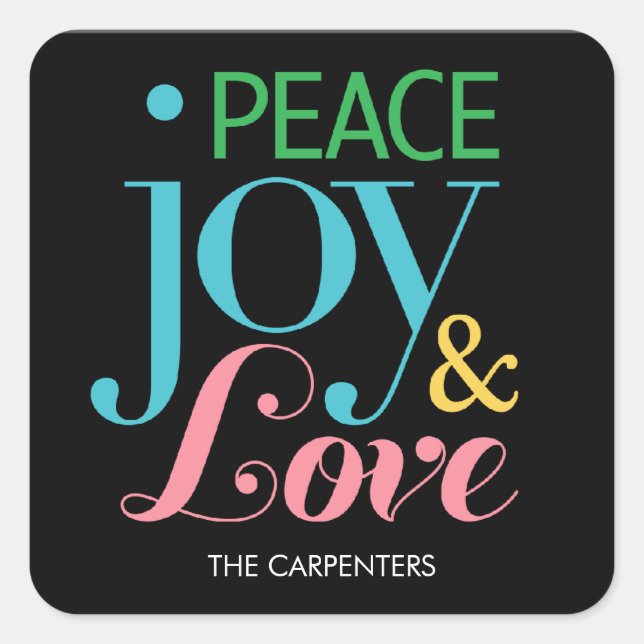 Peace Joy & Love Holiday Gift Stickers (Front)