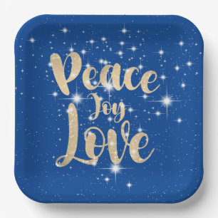 Peace Joy Love In Stars  Paper Plate