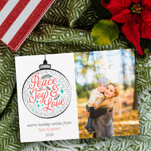 Peace, Joy & Love Photo Holiday Postcard