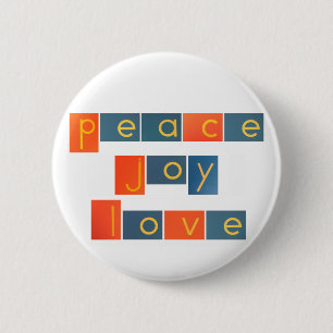 PEACE JOY LOVE Sandpaper Letters 6 Cm Round Badge