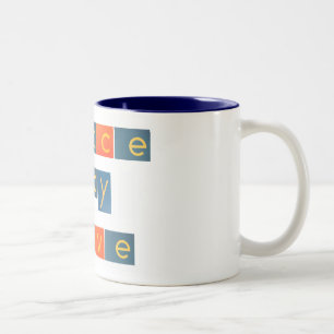 PEACE JOY LOVE Sandpaper Letters Two-Tone Coffee Mug