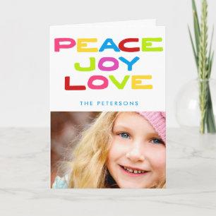 Peace Joy Love Trendy Holiday Photo Christmas Card