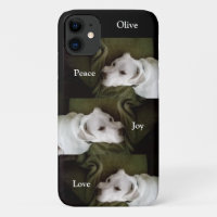 Peace, Joy, Love White Puppy Dog Christmas
