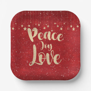 Peace Joy Love with Stars Paper Plate