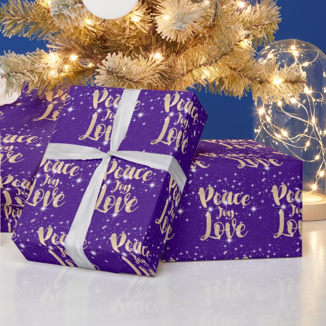 Peace Joy Love with Stars   Wrapping Paper (Holidays)