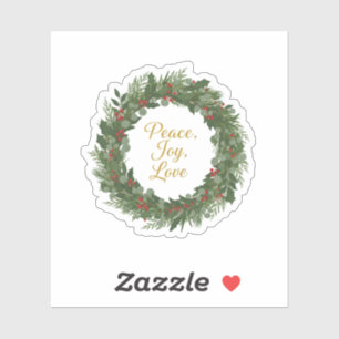 Peace Joy Love Wreath Classic Christmas Message