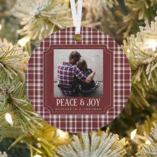 Peace & Joy Marsala Plaid Metal Tree Decoration