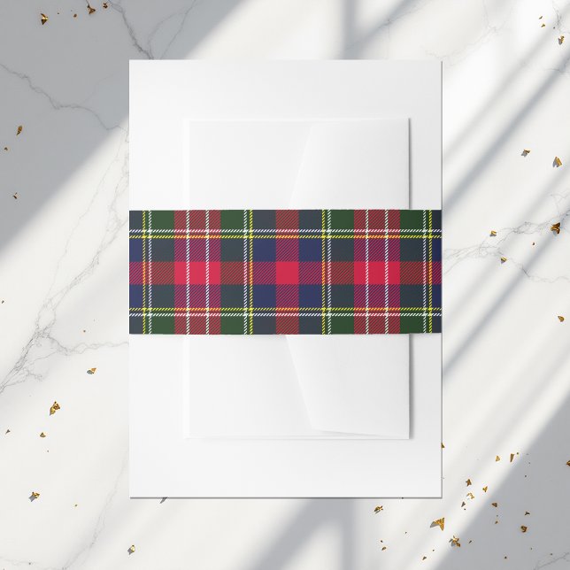 Peace & Joy Plaid Christmas Card Invitation Belly Band (Peace & Joy Plaid Christmas Card Invitation Belly Band)