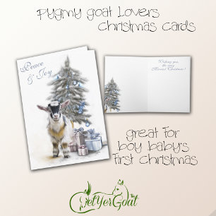 Peace & Joy  Pygmy Goat Baby Blue Card