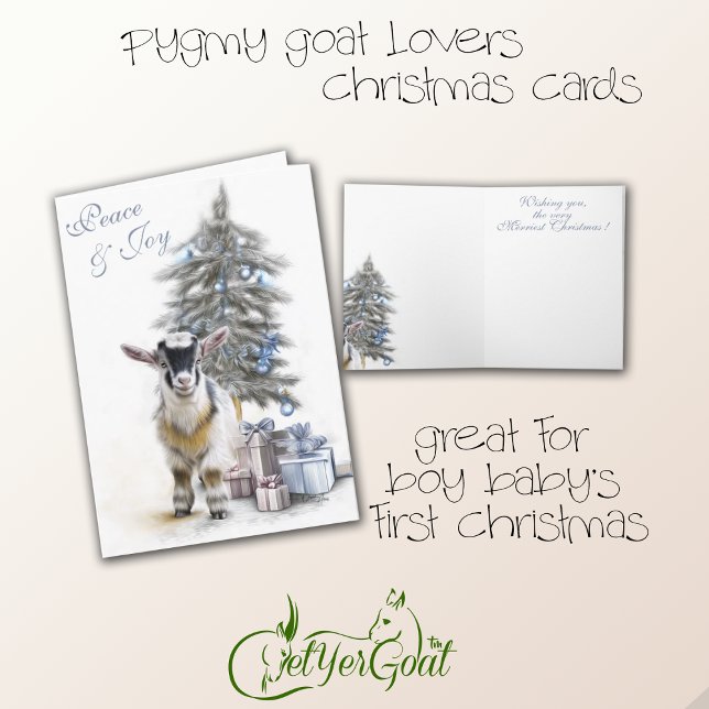 Peace & Joy  Pygmy Goat Baby Blue Card (Creator Uploaded)