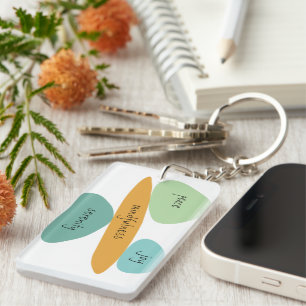 Peace, Joy, Serenity, One Day at a Time, Card Keyc Key Ring
