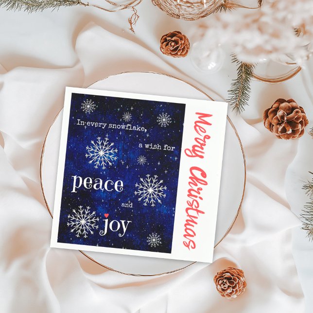 Peace Joy Starry Night Merry Christmas Holiday  Napkin (Creator Uploaded)