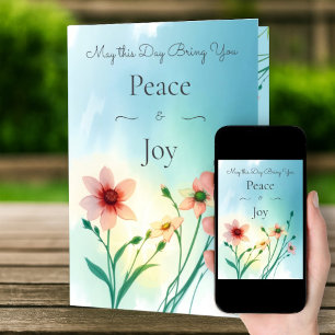 Peace & Joy Summer Spring Flowers Birthday Card