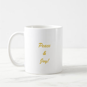 Peace & Joy topography script in gold colour Coffee Mug