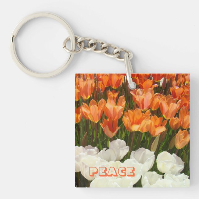 PEACE key chains Tulip Flowers Spring Floral (Front)