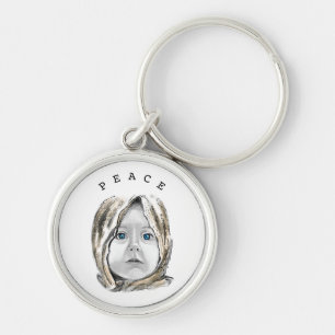 Peace Keychai Beautiful Blue Eyed Little Girl Hope Key Ring