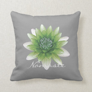 Peace l Beautiful Green Lotus Flower/Water Lily Cushion