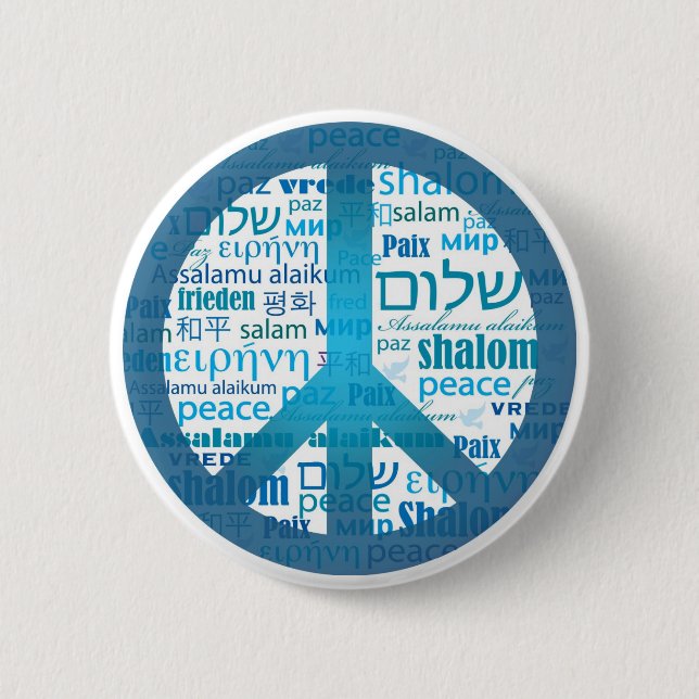 Peace Language 6 Cm Round Badge (Front)
