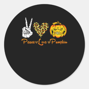 Peace Leopard Love Scary Pumpkin Halloween Costume Classic Round Sticker