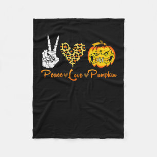 Peace Leopard Love Scary Pumpkin Halloween Costume Fleece Blanket