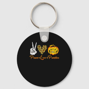 Peace Leopard Love Scary Pumpkin Halloween Costume Key Ring