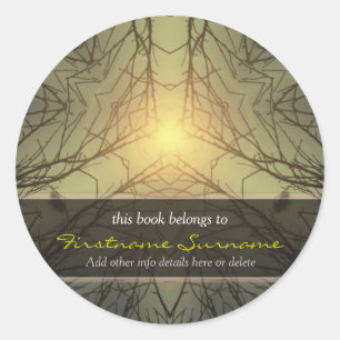 Peace Light Forest Art Bookplate Sticker