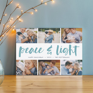 Peace & Light   Hanukkah Photo Collage Holiday Card
