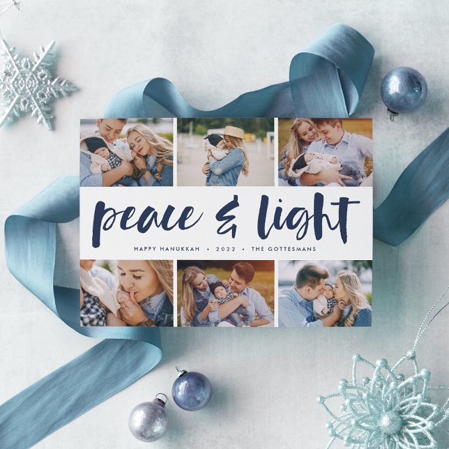 Peace & Light | Hanukkah Photo Collage Holiday Card (Creator Uploaded)