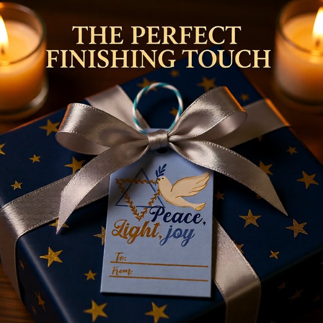 Peace, Light, Joy Hanukkah Blue and Gold Gift Tags (Peace, Light, Joy Hanukkah Blue and Gold Gift Tags)