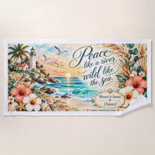 Peace Like a River Personalised Christian Coastal Beach Towel