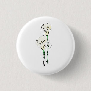 peace lilies, cute flower themed 3 cm round badge