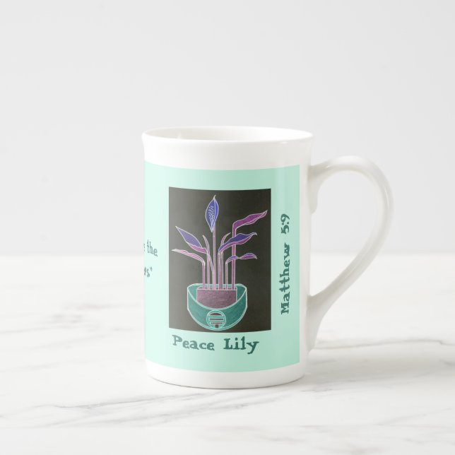 Peace Lily Bone China Mug (Right)