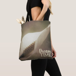 Peace Lily Flower Dream Time Phrase Tote Bag