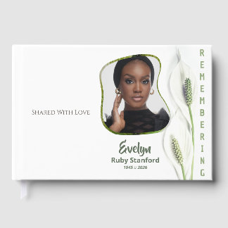 Peace Lily Modern Frame Photo Memorial Guest Book