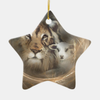 Peace "lion lamb" religious christion gifts Jesus Ceramic Ornament