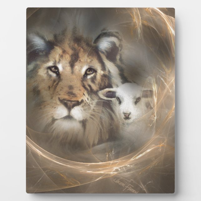 Peace "lion lamb" religious christion gifts Jesus Plaque (Front)