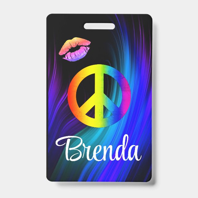 Peace lips tag ID badge (Front)