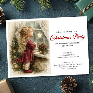 Peace Little Girl Awaits Santa Printable Invites