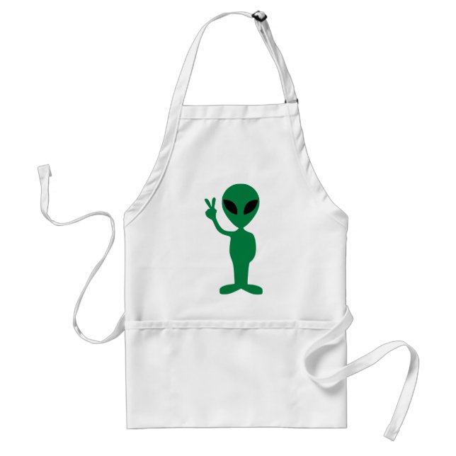 Peace Little Green Man Alien Silhouette Standard Apron (Front)