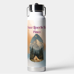 Peace Lives In The Pines Mountain Girl Nature Grap Water Bottle