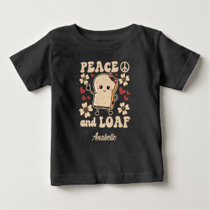 Peace & Loaf   Girl Toast with A Peace Sign- Black Baby T-Shirt