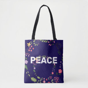PEACE Logo Navy   Tote Bag