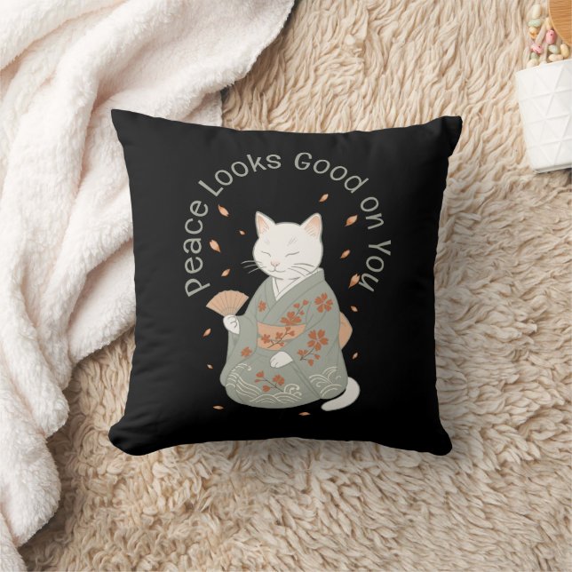 Peace Looks Good on You - Kimono Clad Cat Cushion (Blanket)