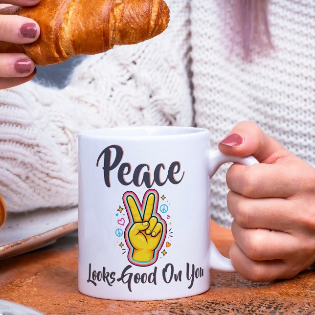Peace Looks Good on You – Positive Vibes Graphic Coffee Mug (Creator Uploaded)