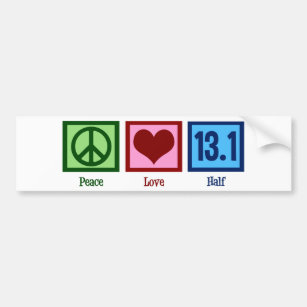 Peace Love 13.1 Half Marathon Runner Bumper Sticker