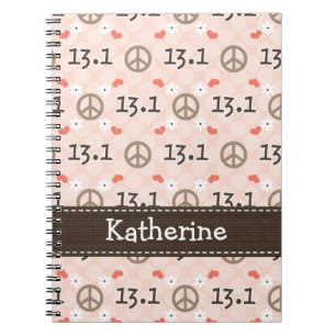 Peace Love 13.1 Half Marathon Spiral Notebook Jour