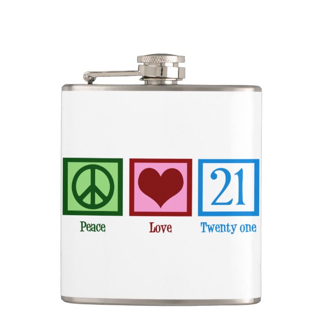 Peace Love 21 Hip Flask (Front)